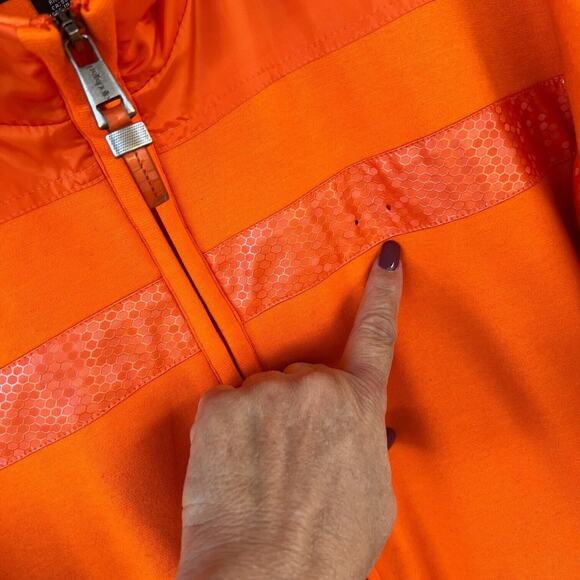 Pelle Pelle Track Jacket Mens Large Orange logo missing Pockets Lined Active - Picture 4 of 11